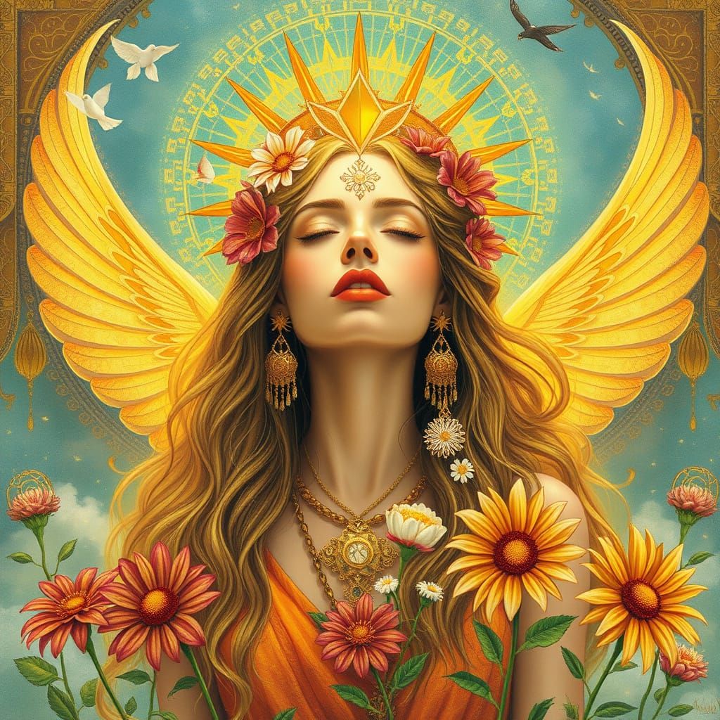 Biophilic Art: Beautiful Summer Goddess
