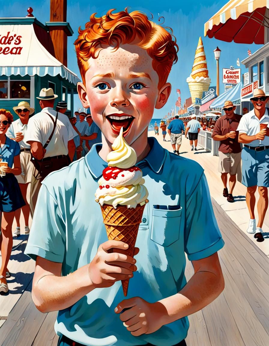 On the Boardwalk (after Norman Rockwell)