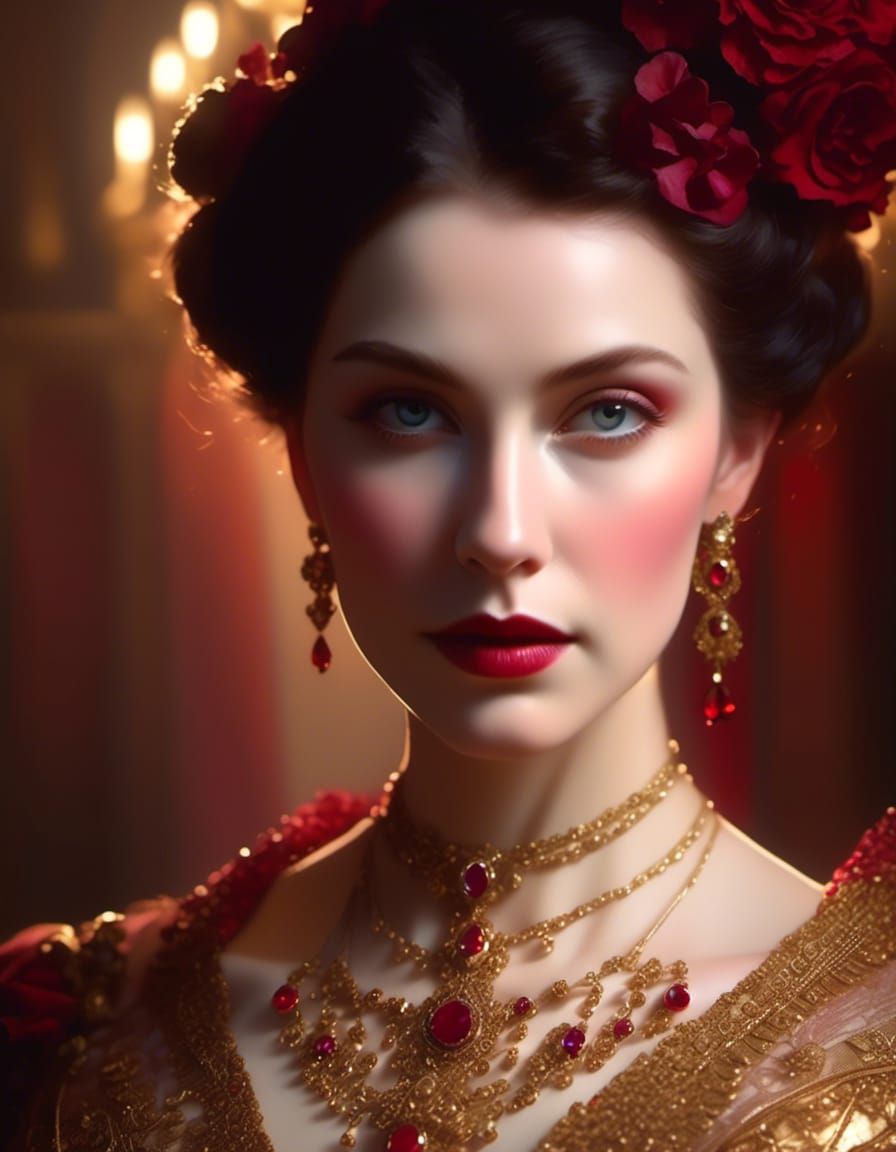 Gilded Age Lady Portrait in Hyperrealistic Style