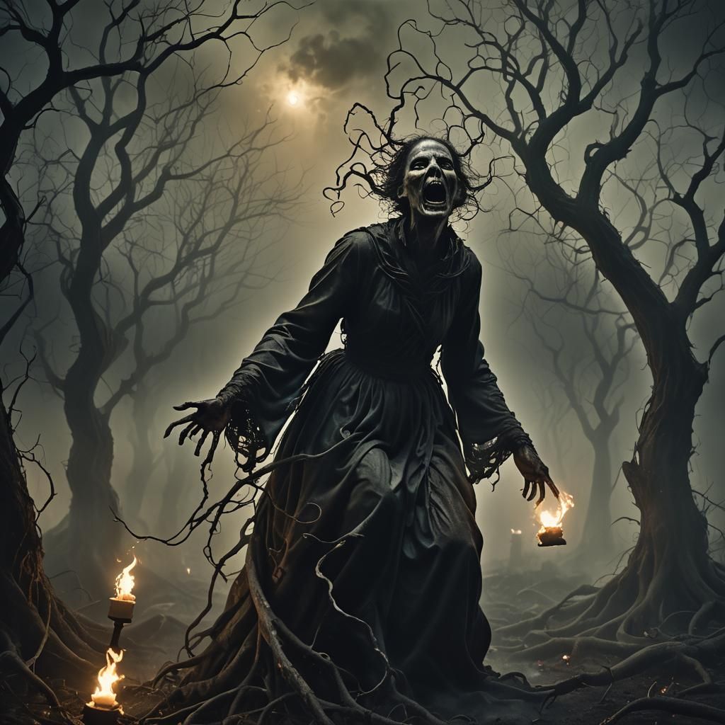 Tormented Figure Screams in Dark Surrealism