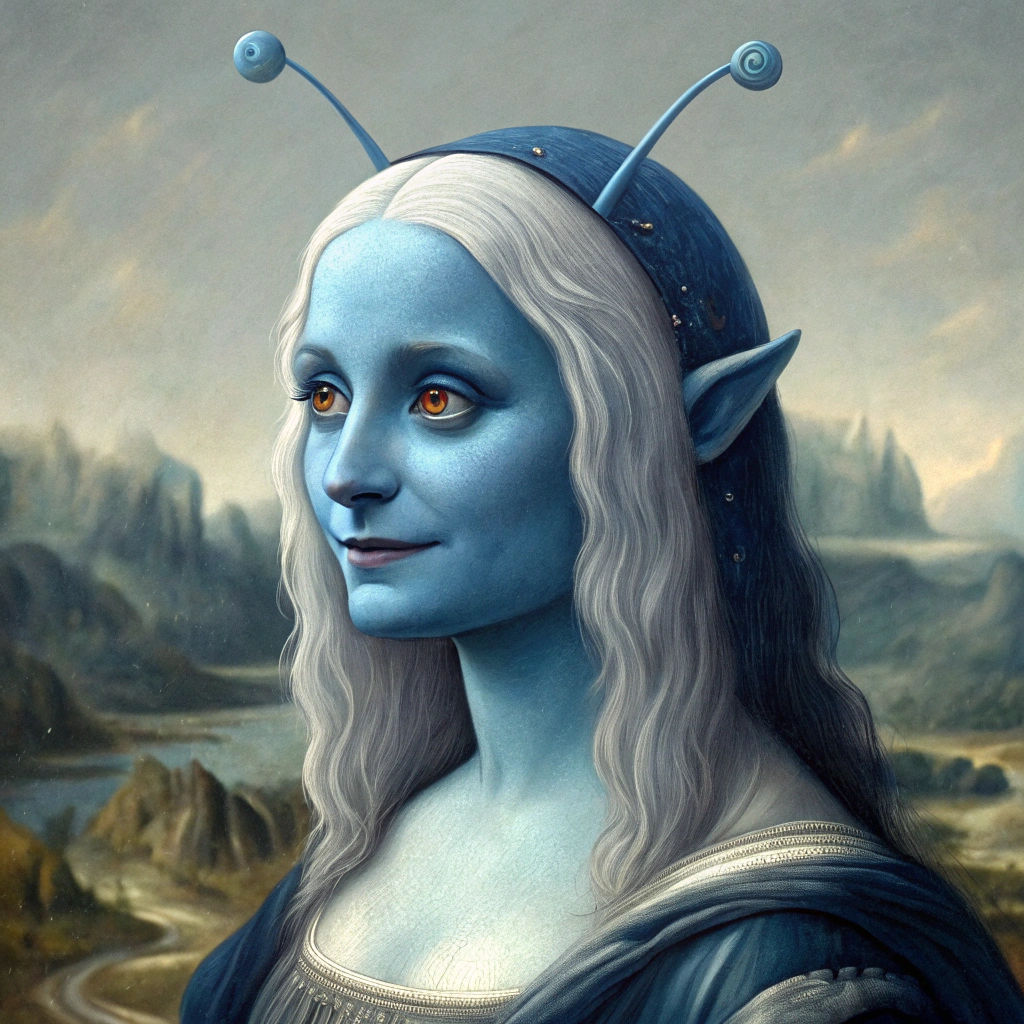 Alien Mona Lisa with Antennae