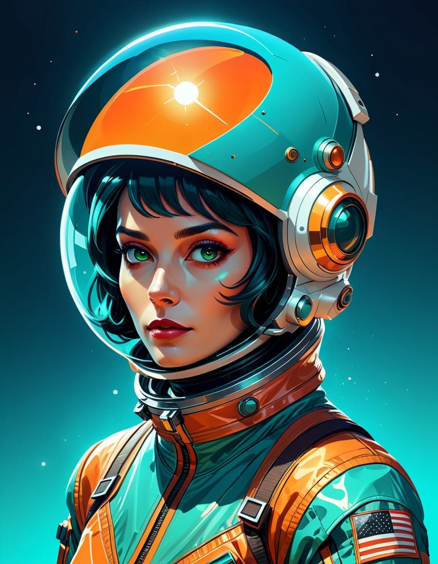 Retro-Futuristic Pop-Art Astronaut Portrait