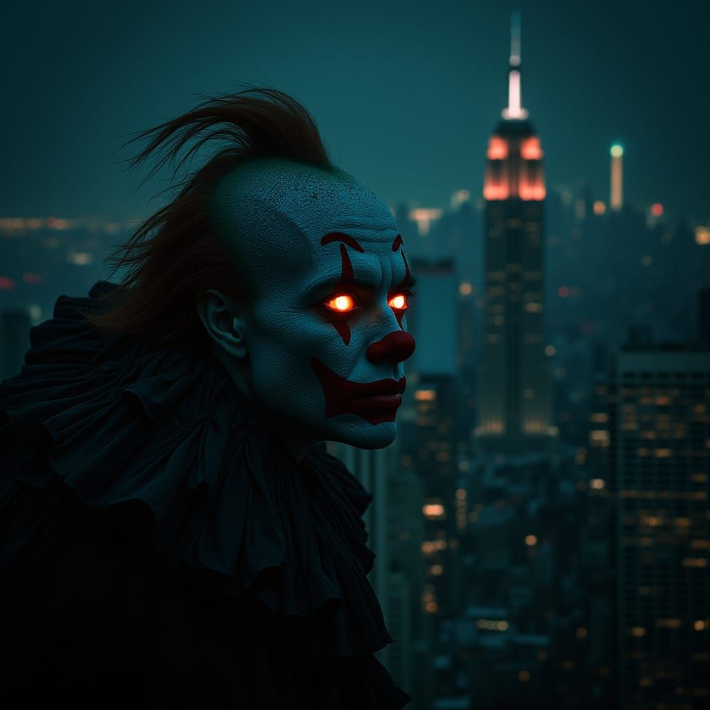 Terrifying Clown Airship Over Dark New York City