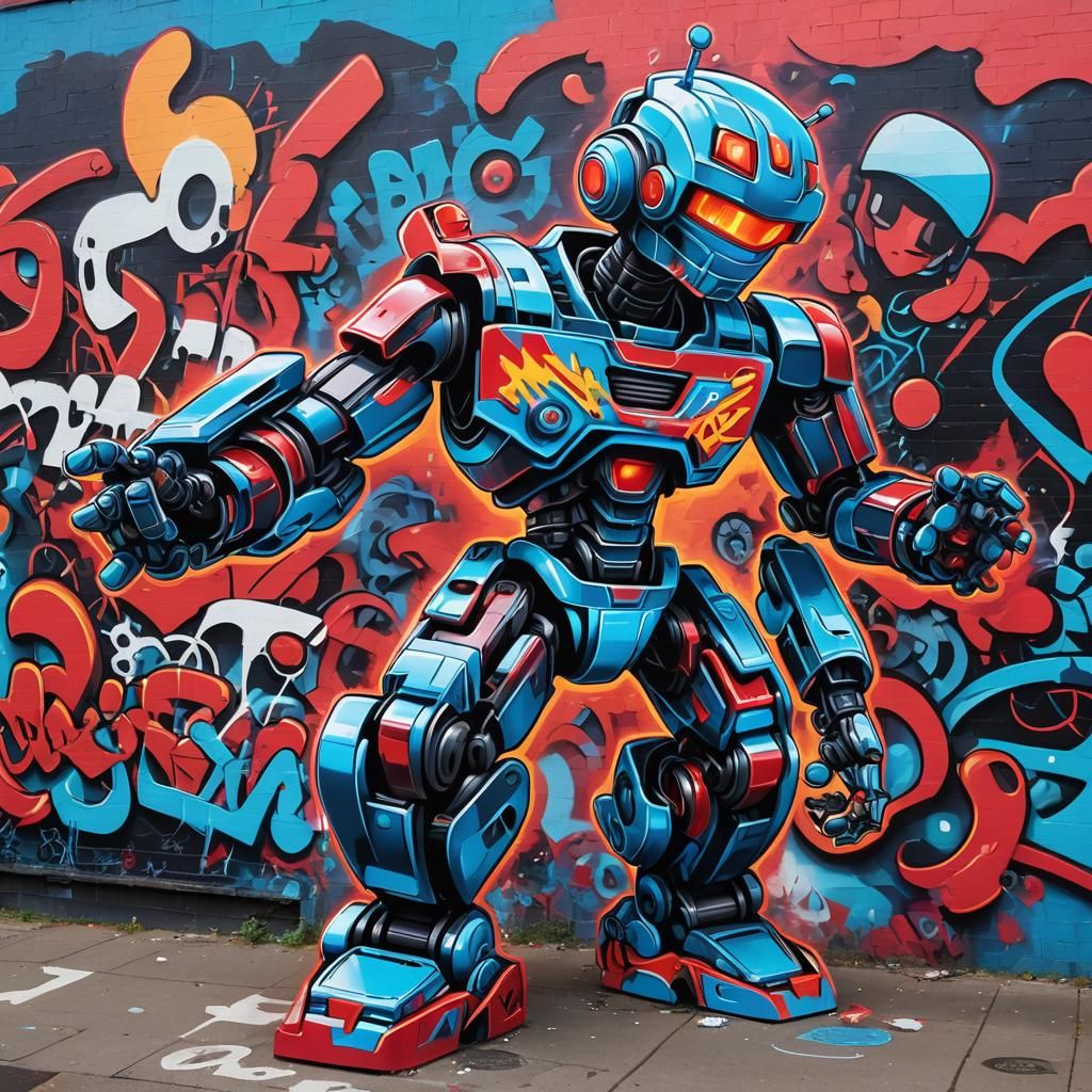 Vibrant Street Art Mural with Graffiti Lettering