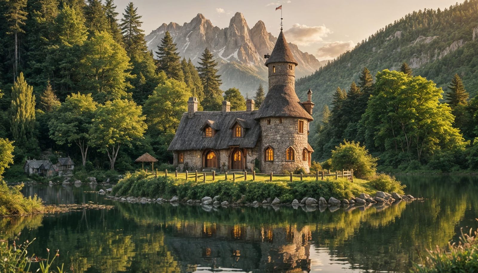 Idyllic Elven Cottage on Island in Lake