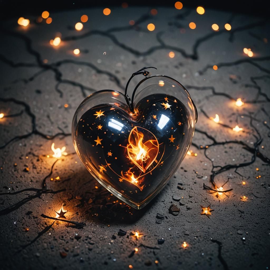 Empty Glass Heart at Night