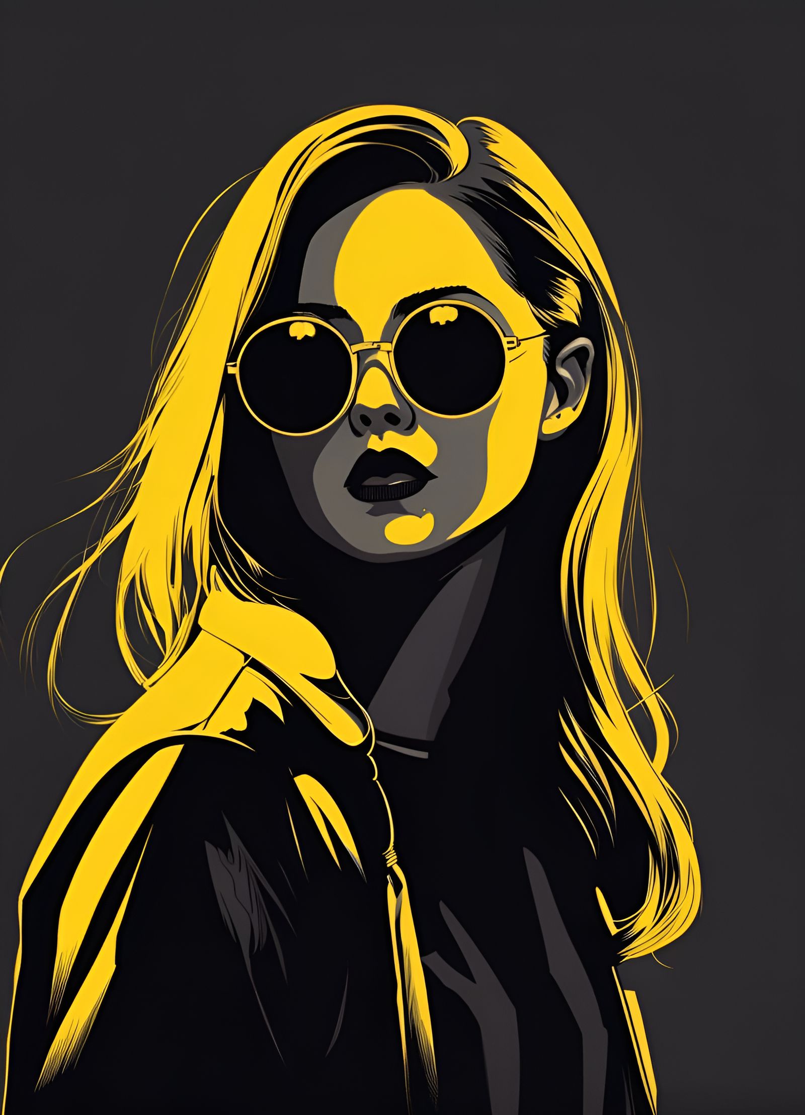 Girl in Yellow Sunglasses: Film Noir Anime Illustration