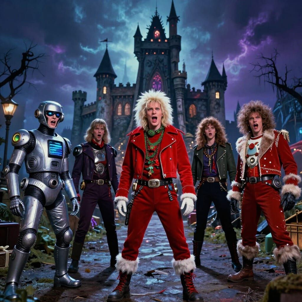 Retro-Tech Punk Group in 80s Fantasy Horror Castle