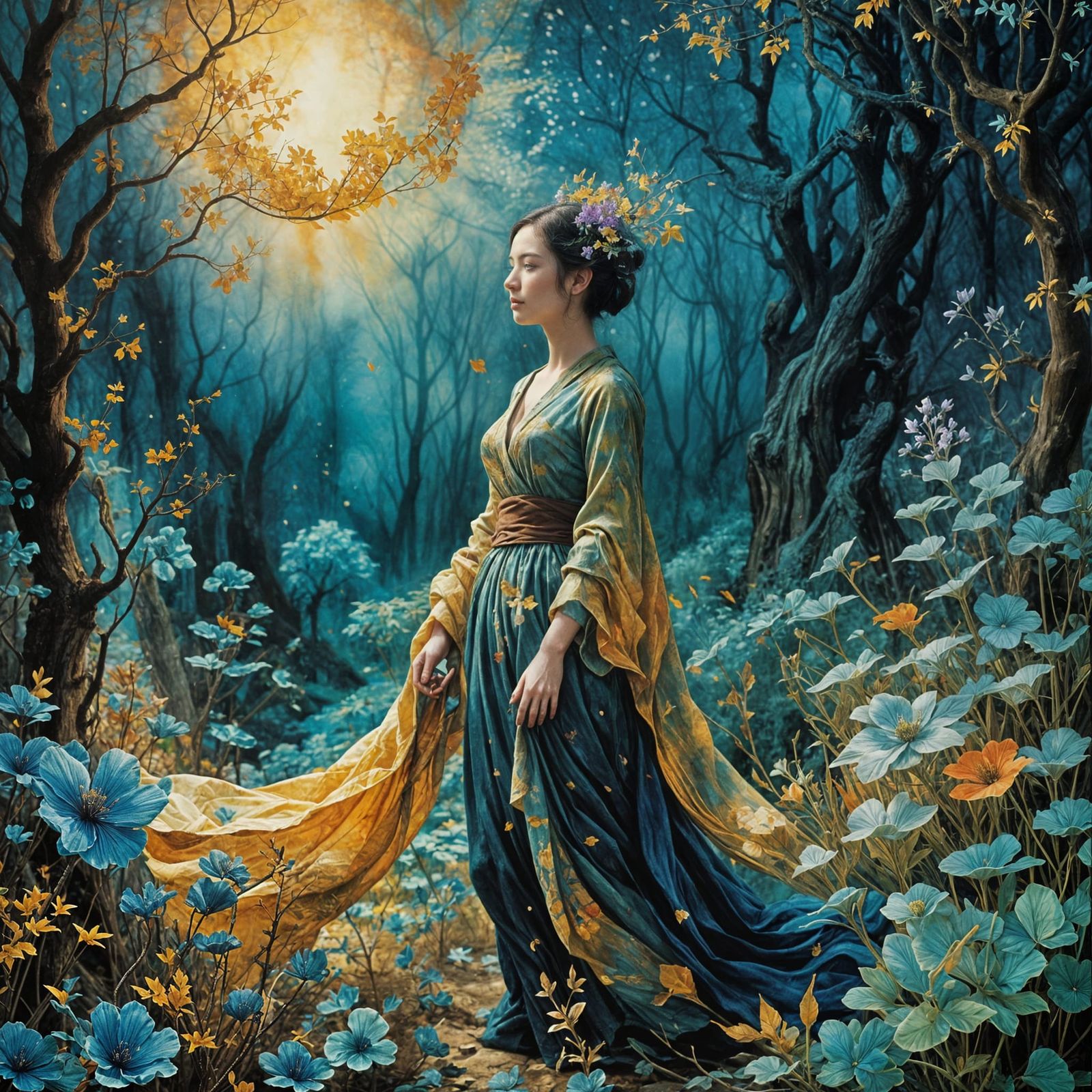 Whimsical Autumn Garden in Aquarelle Style