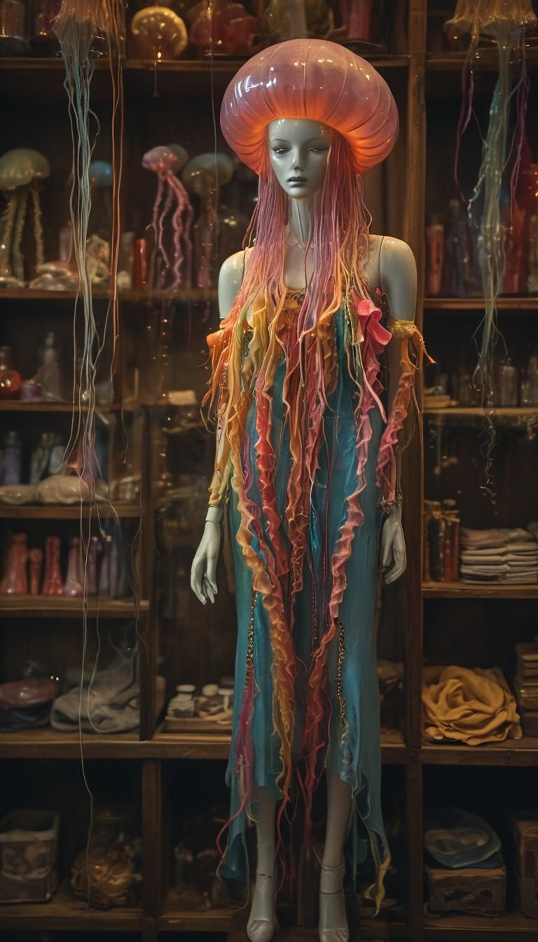 Mannequin in Jellyfish Clothes, Rothko-Inspired