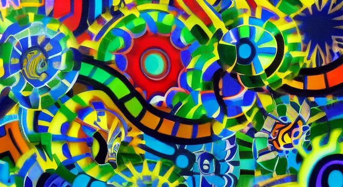 Kaleidoscopic Street Art in Vibrant Neon Colors