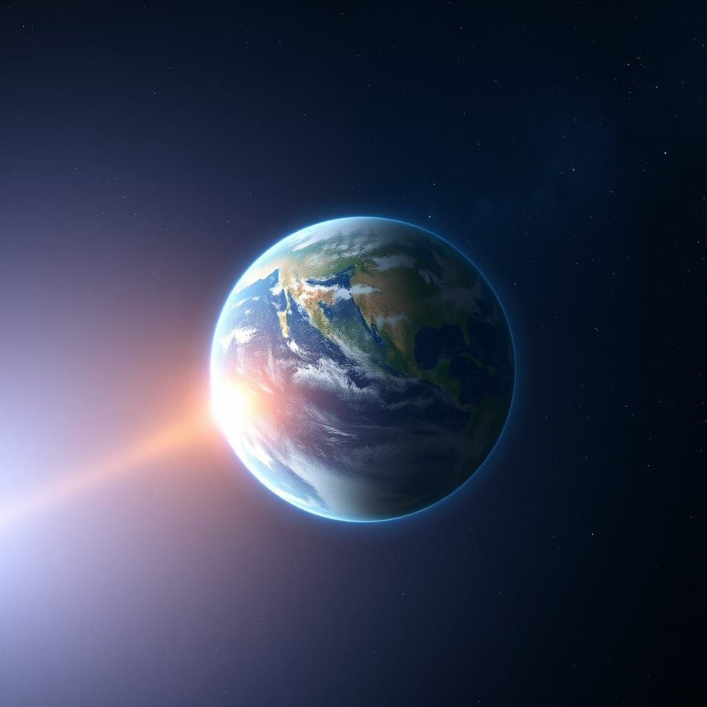 Ultra-Realistic Earth from Space with Glowing Atmosphere