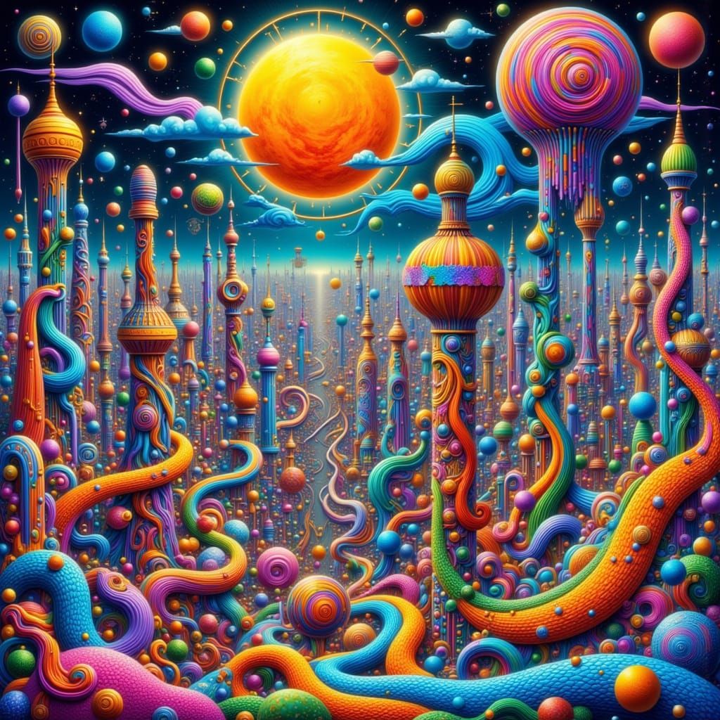 Surreal Vibrant Spire Scape