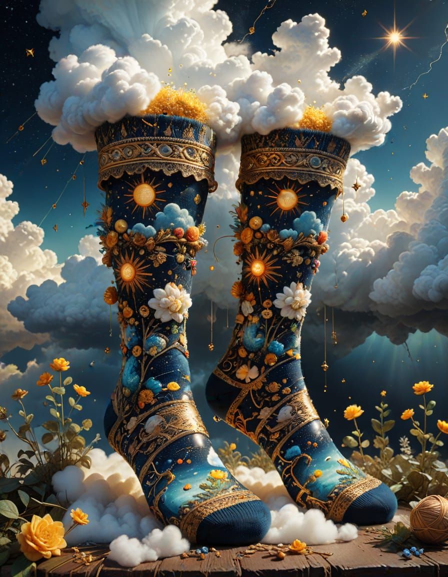 Magical Socks Painting with Vintage Elements