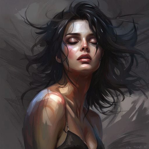 Attractive Dark-Haired Girl in Royo Style