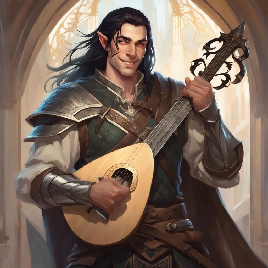 Half-elf Bard Portrait in Dynamic Lighting