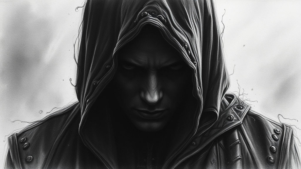 Mysterious Shadow Figure in Charcoal Style