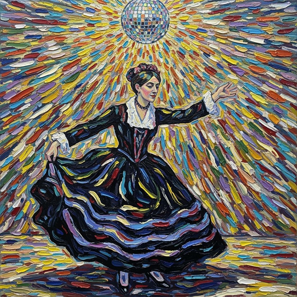 Whistler's Mother Dances at the Disco in Expressive Oil Pain...
