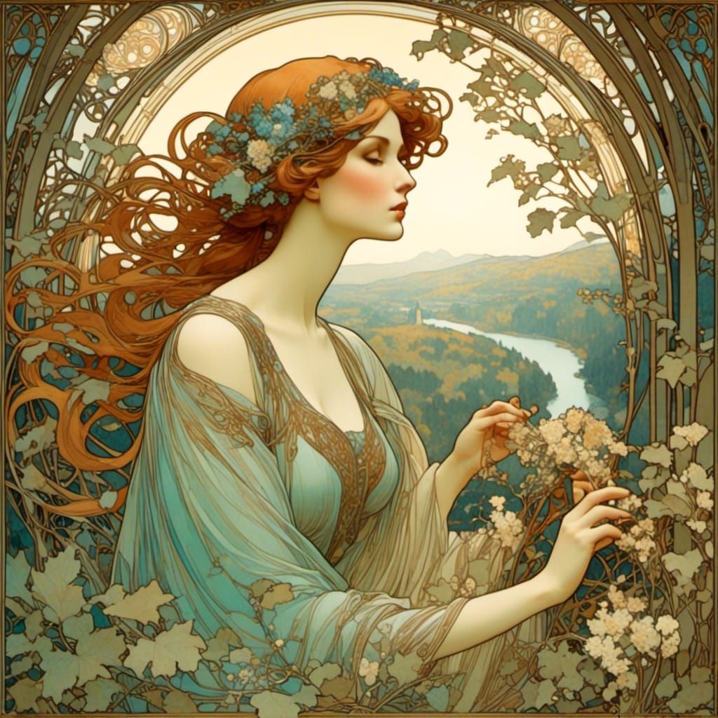 Art Nouveau Forest of Sinuous Lines