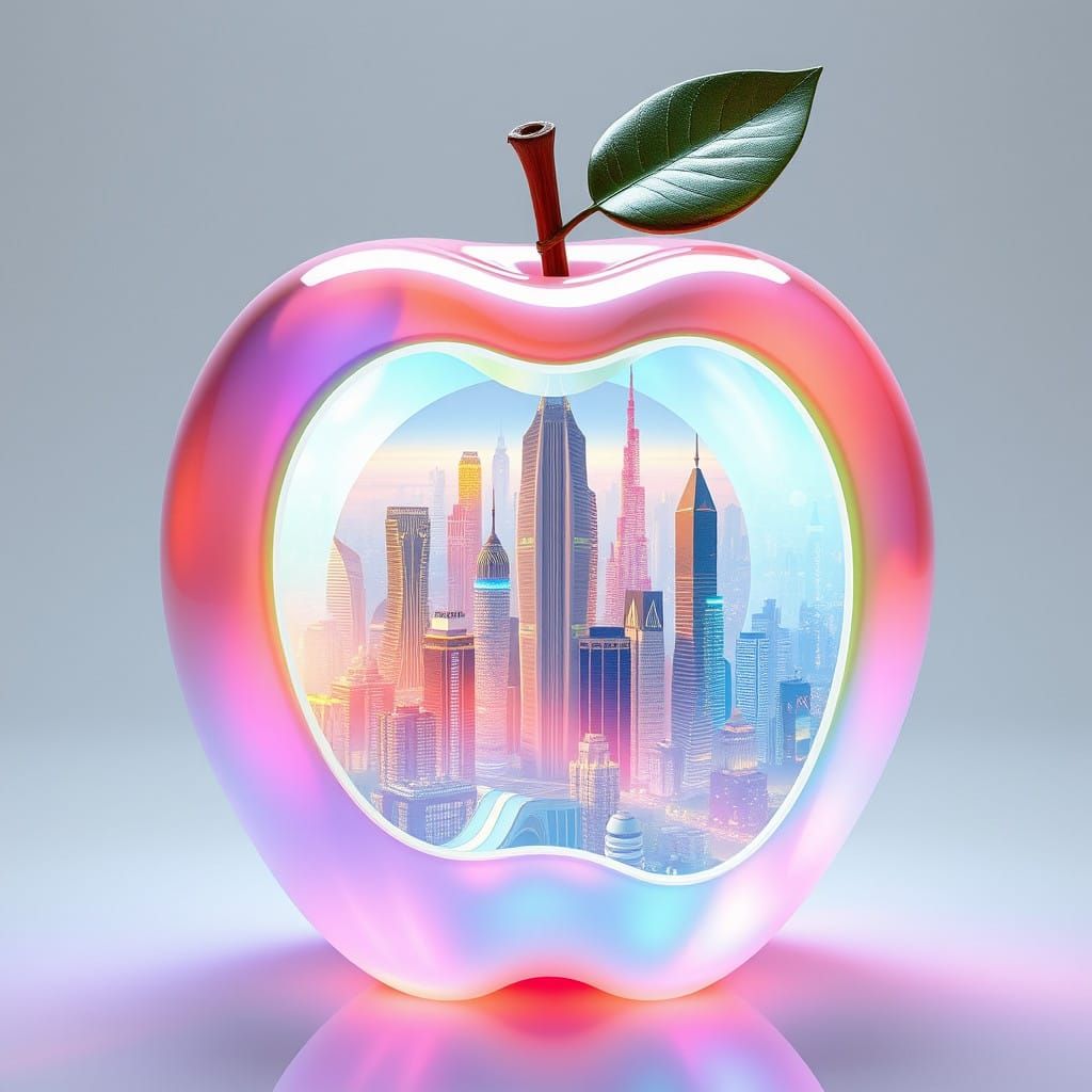 Cosmic Apple Metropolis: A Futuristic Utopia