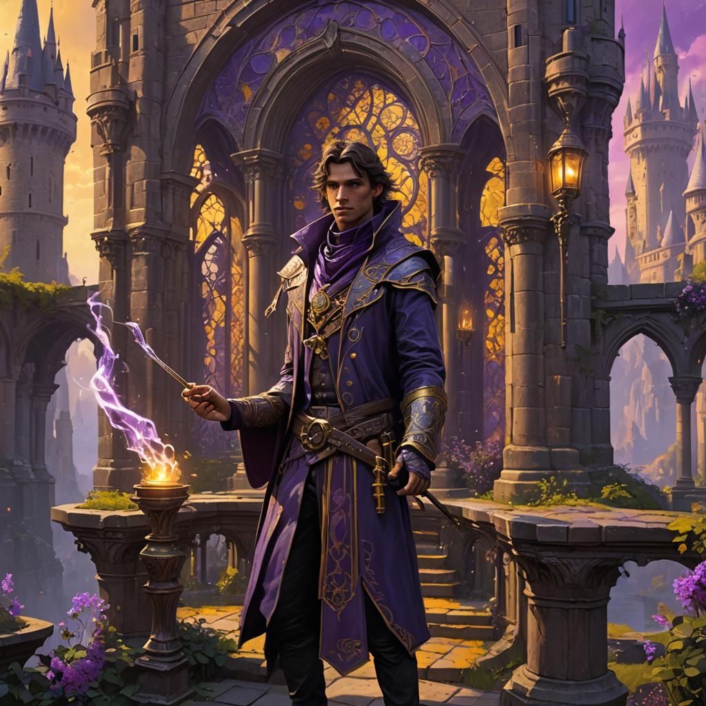 Young Mage Casting Spells in Dark Fantasy Art