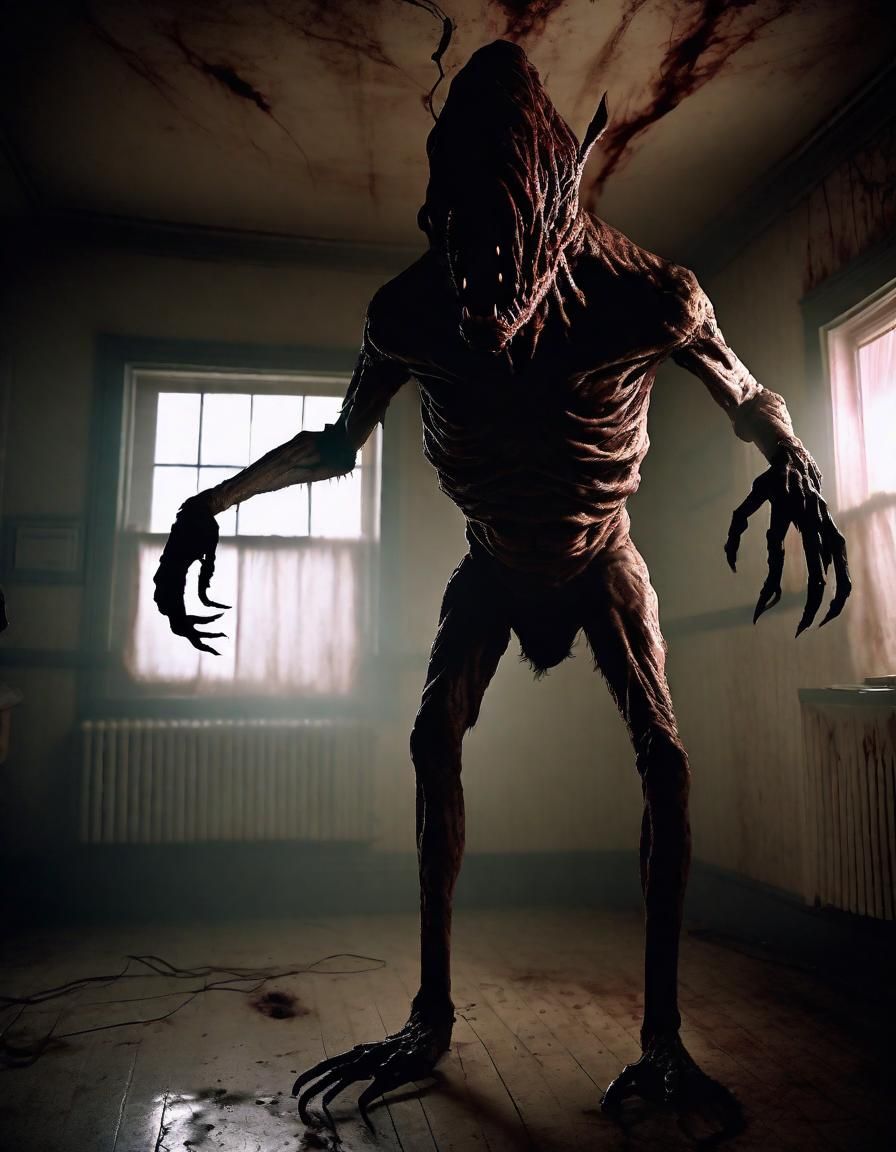 Terrifying Humanoid Beast Crawling: Horror Aesthetic