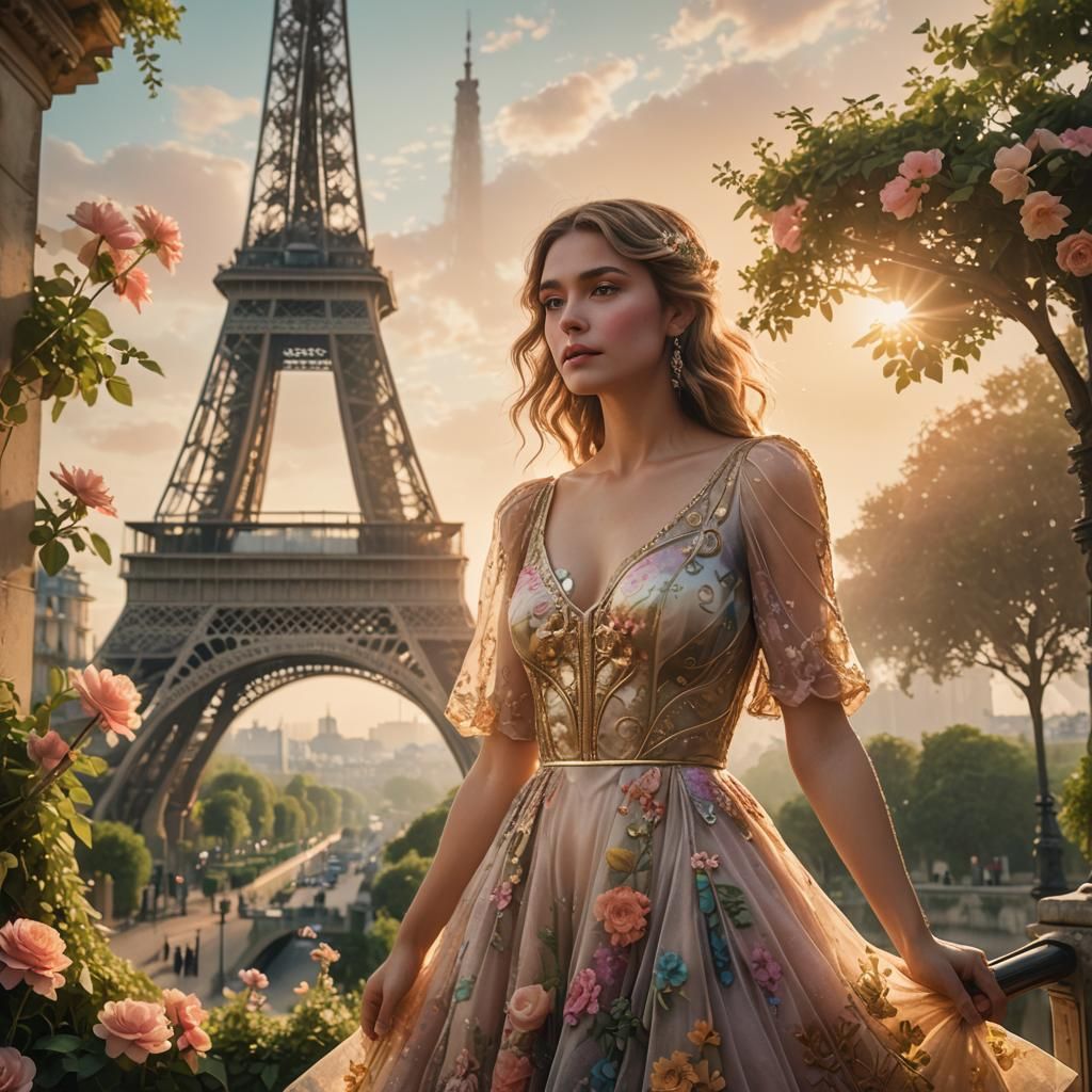 Dreamlike Girl in Fantasy Paris Concept Art