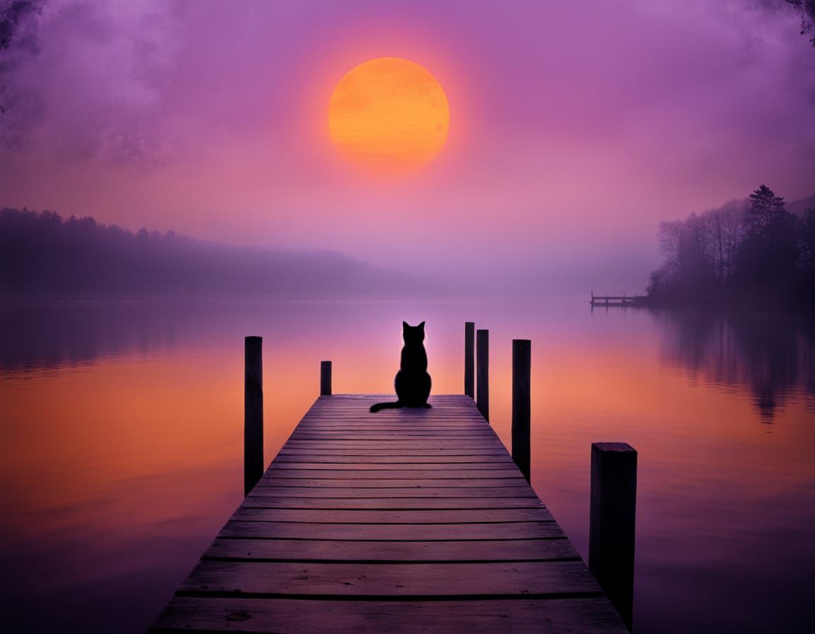 Misty Pier Landscape in Vintage Hues