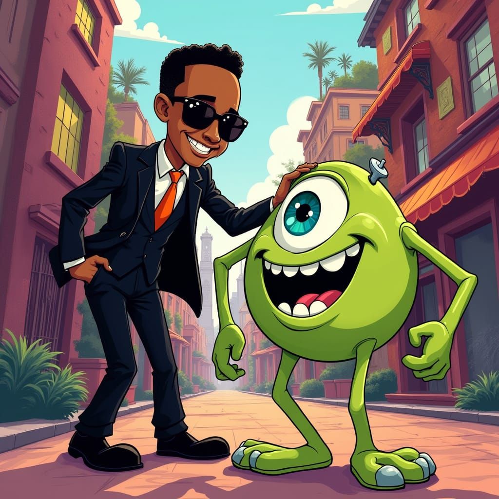 Sleek P Diddy Teases Mike Wazowski in Funky Cityscape