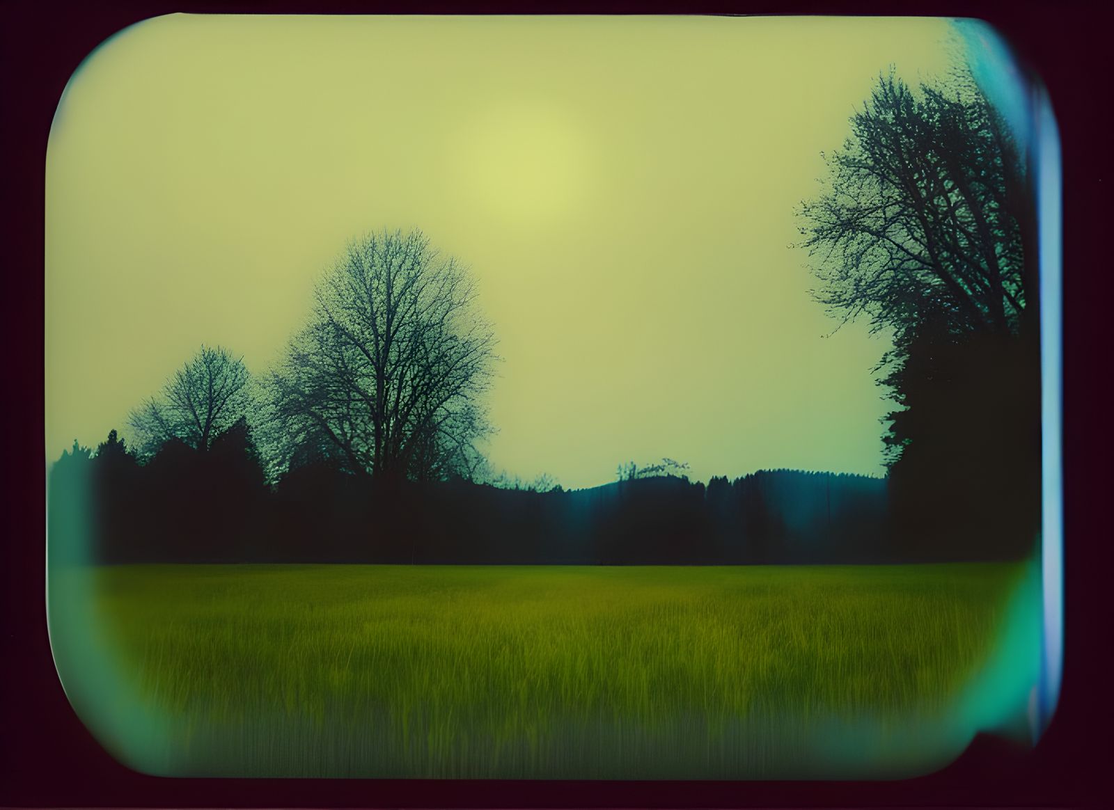 Blue Meadow at Night: Instant Film Aesthetic