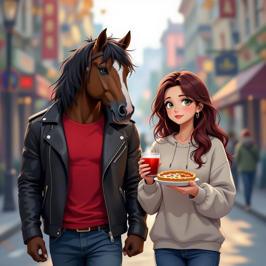 Anime Couple in Voronezh, Man with Horse Head