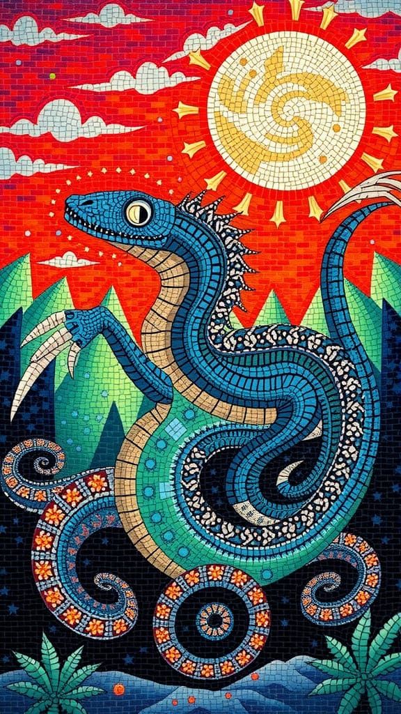 Surreal Mosaic Art Depicts Mythical Creatures