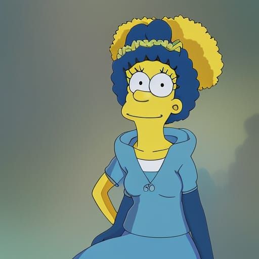 Marge Simpson in Studio Ghibli Anime Style