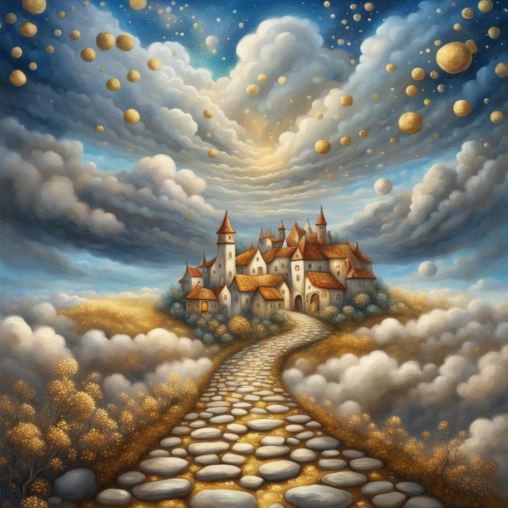 Fantasy Sky Path to Whimsical Village