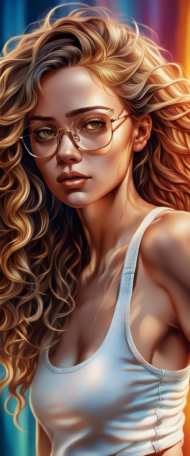 Golden-Eyed Woman in Splash Art Style