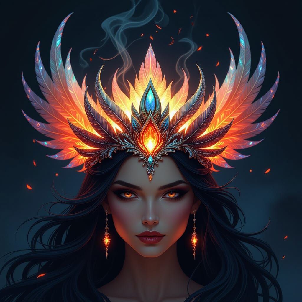 Phoenix Queen Crown of Feathers and Embers