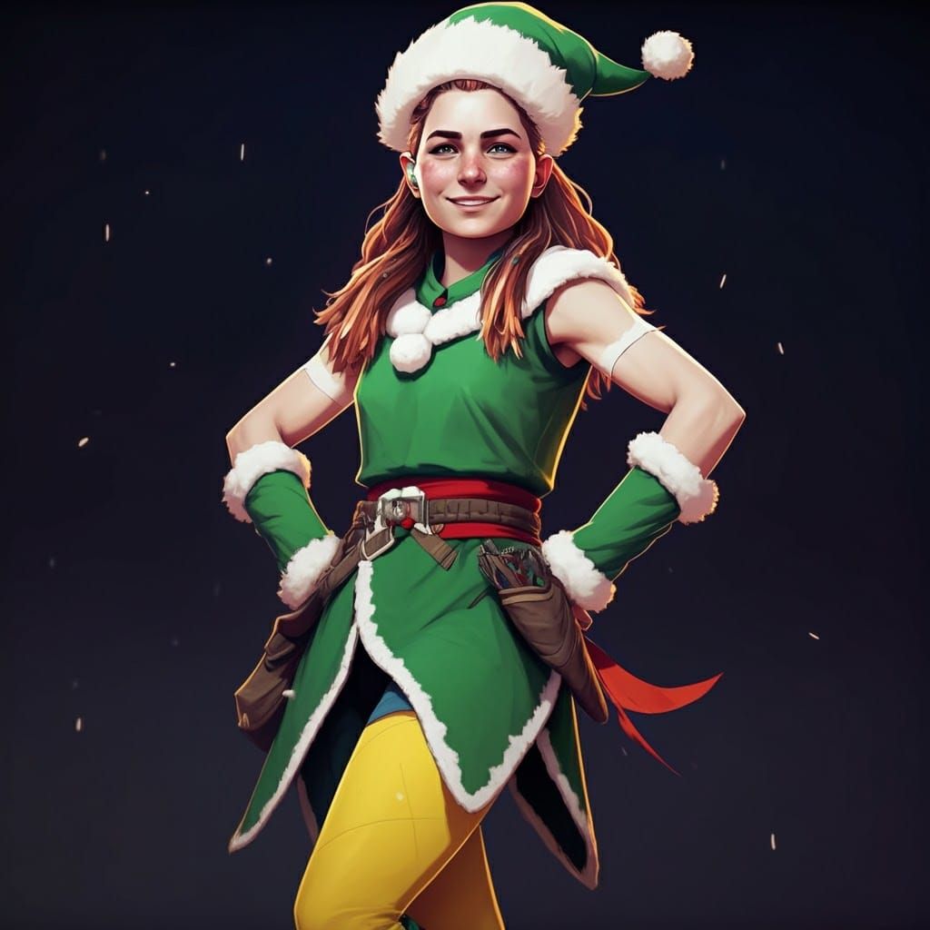 Aloy as Christmas Elf in Manga Style