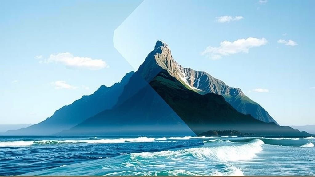 Mountain Harmony Blends with Ocean Serenity in Double Exposu...