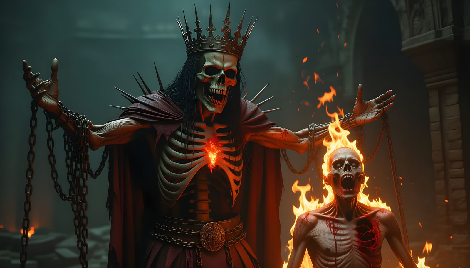 Skeletal Demon Overlord with Prisoner of Fire
