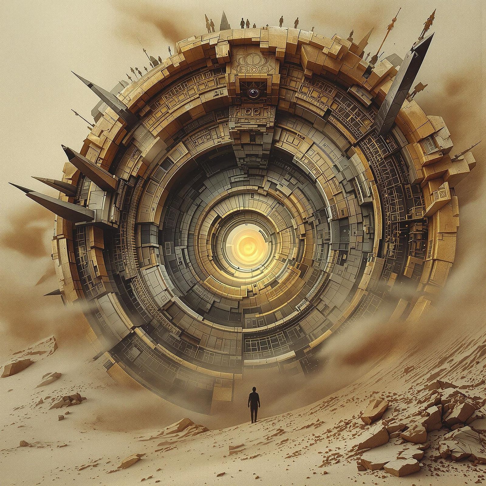 Bronze Reliquary in Drifting Sand Veil, Conceptual Ruin Phot...