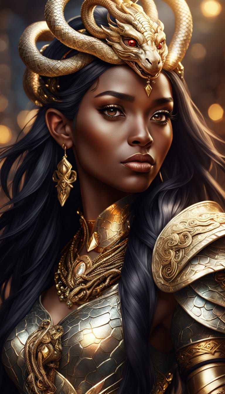 Regal Fantasy Warrior in Ornate Gold Armor