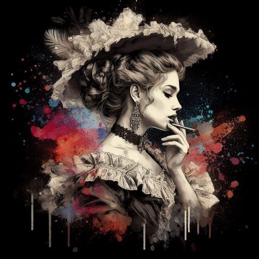 Elegant French Woman in Splash Art Style