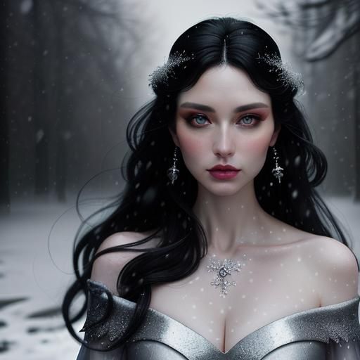 Mystical Portrait of a Woman with Black Hair