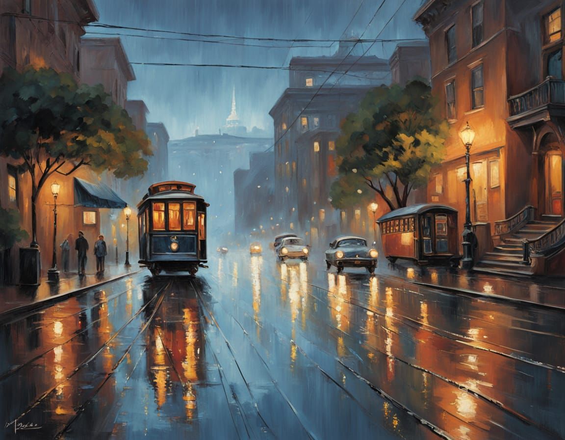 Enchanting San Francisco Evening in Impressionist Realism
