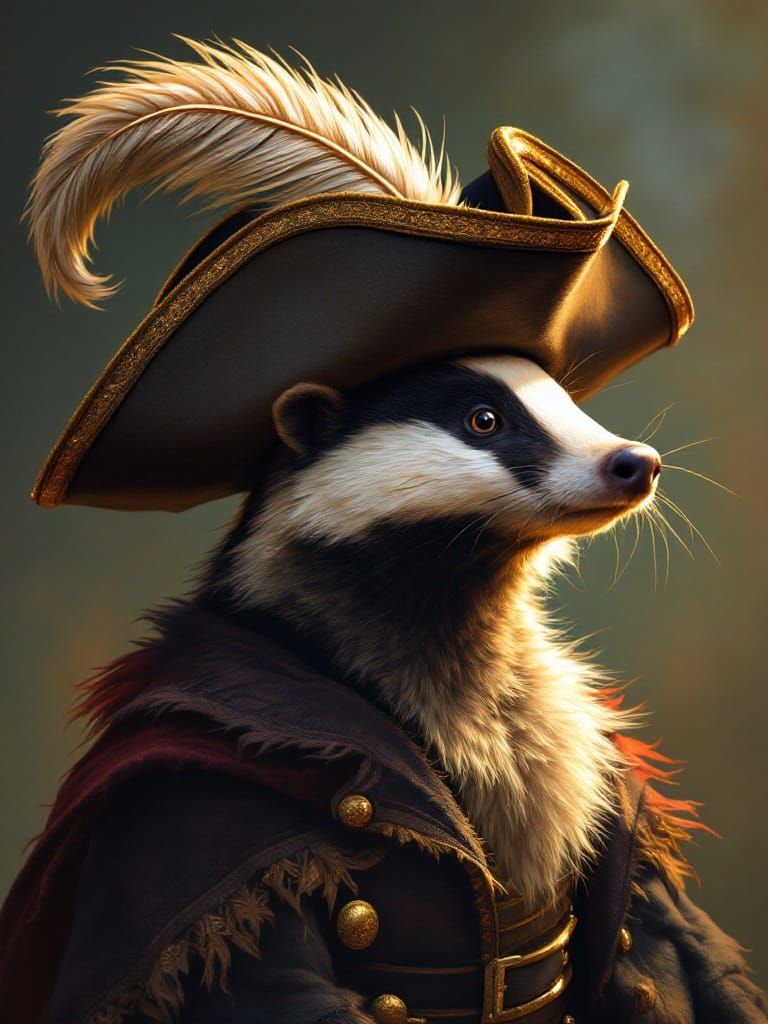 Majestic Badger in Exotic Pirate Attire