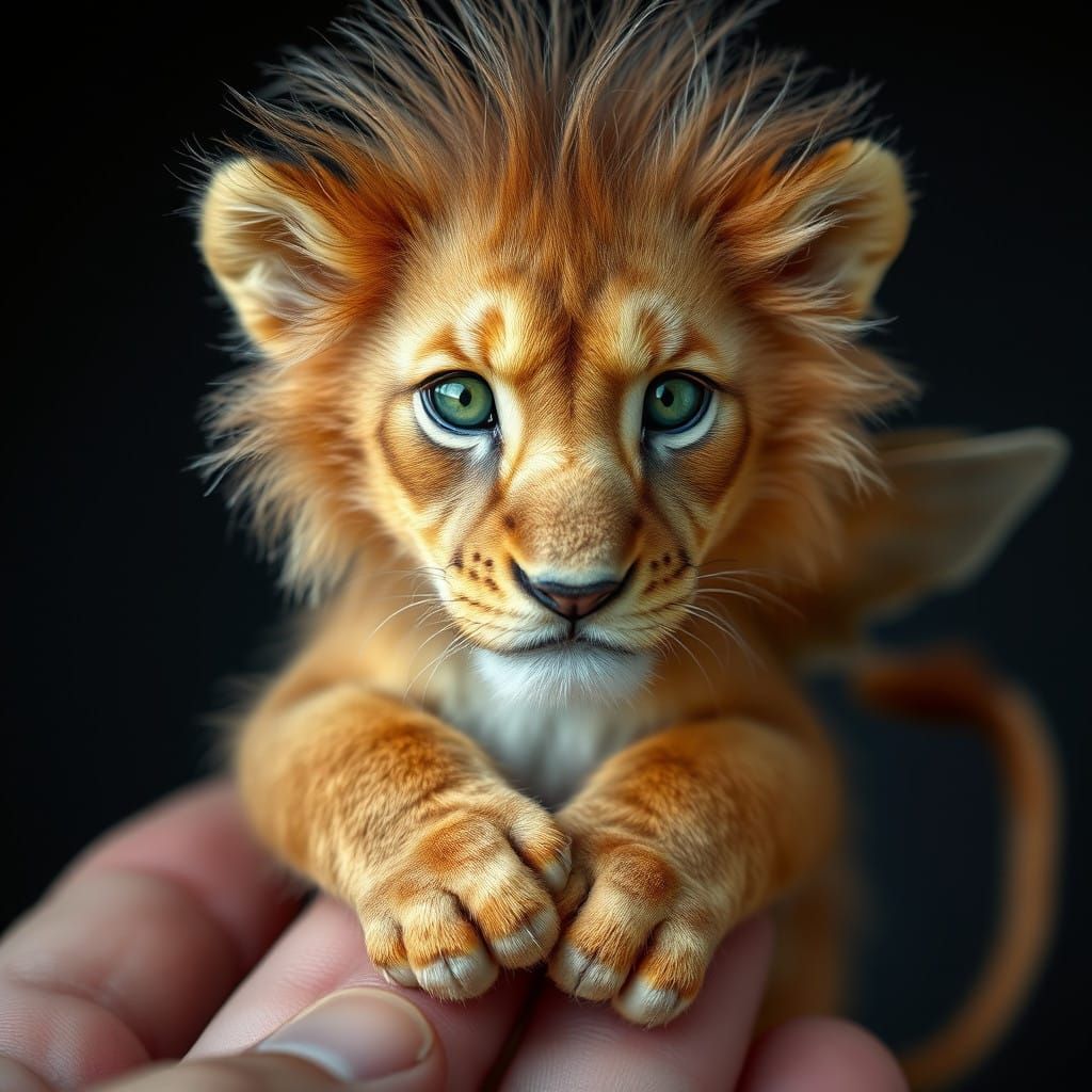 Majestic Lion Cub Portrait in Vibrant Earth Tones