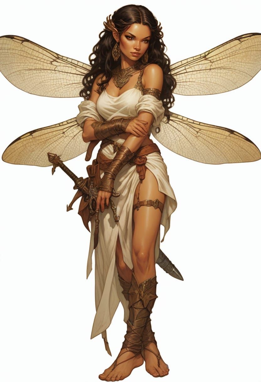 Sylvan Fey Swordmaiden in Vibrant Fantasy Style