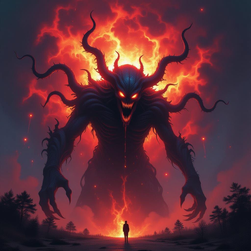 Eldritch Creature Engulfed in Supernova Fireball