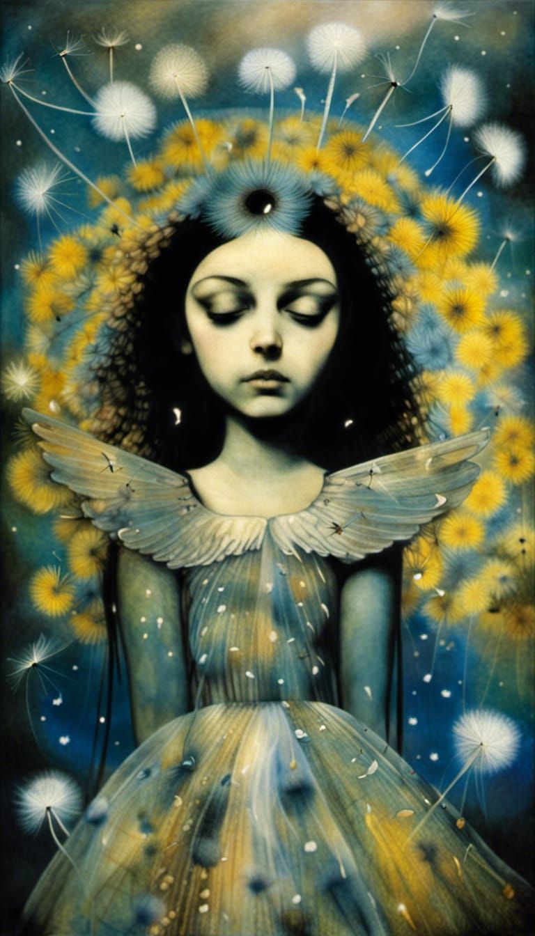 Angels Dancing in Dandelion Dreamscape