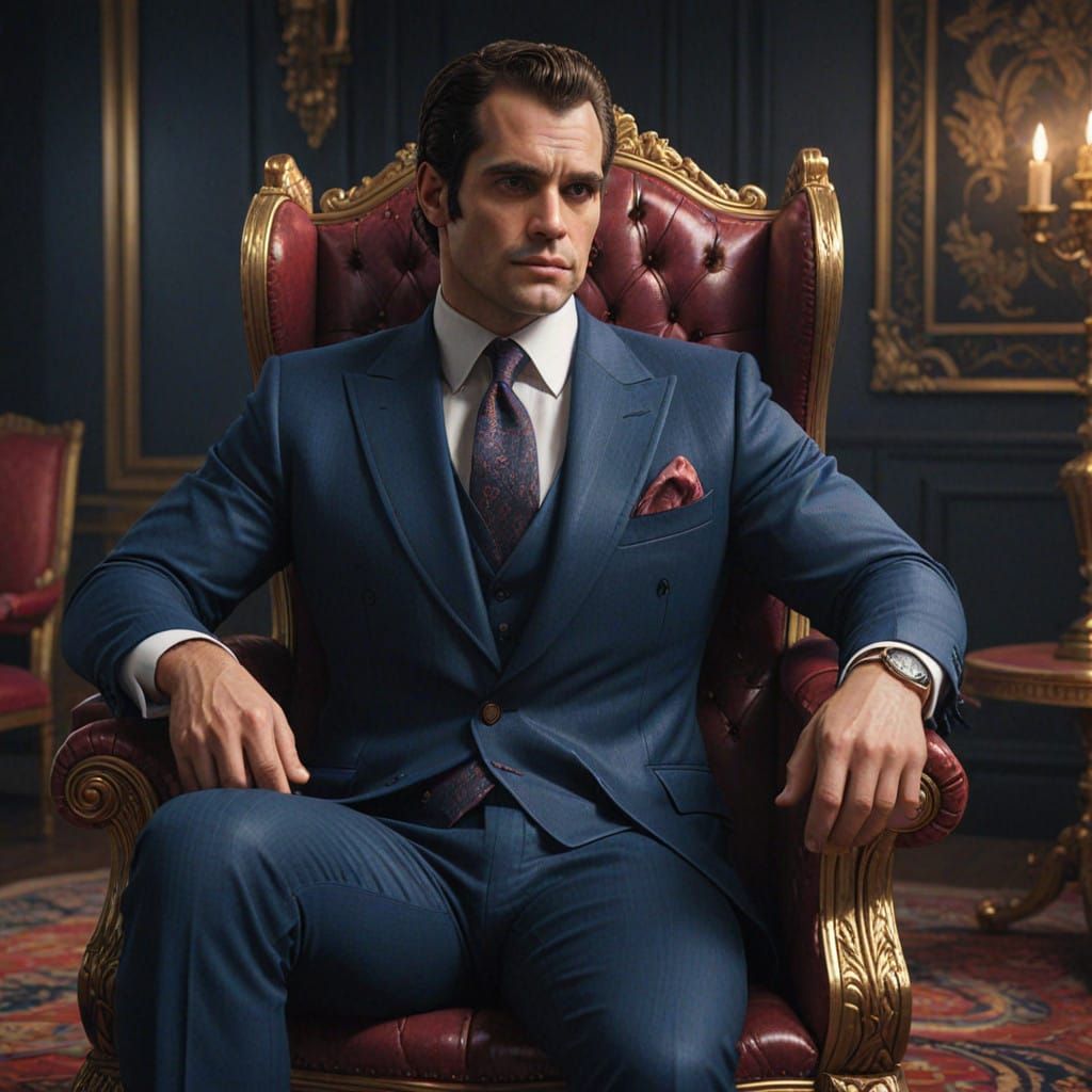 Majestic Man in Tailored Navy Suit